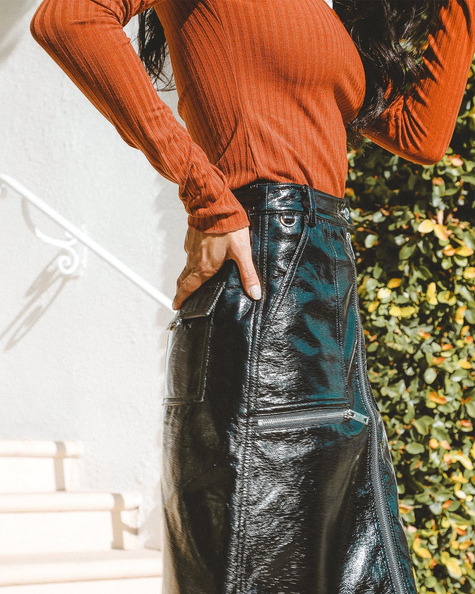 Leather Zip Up Pencil Skirt