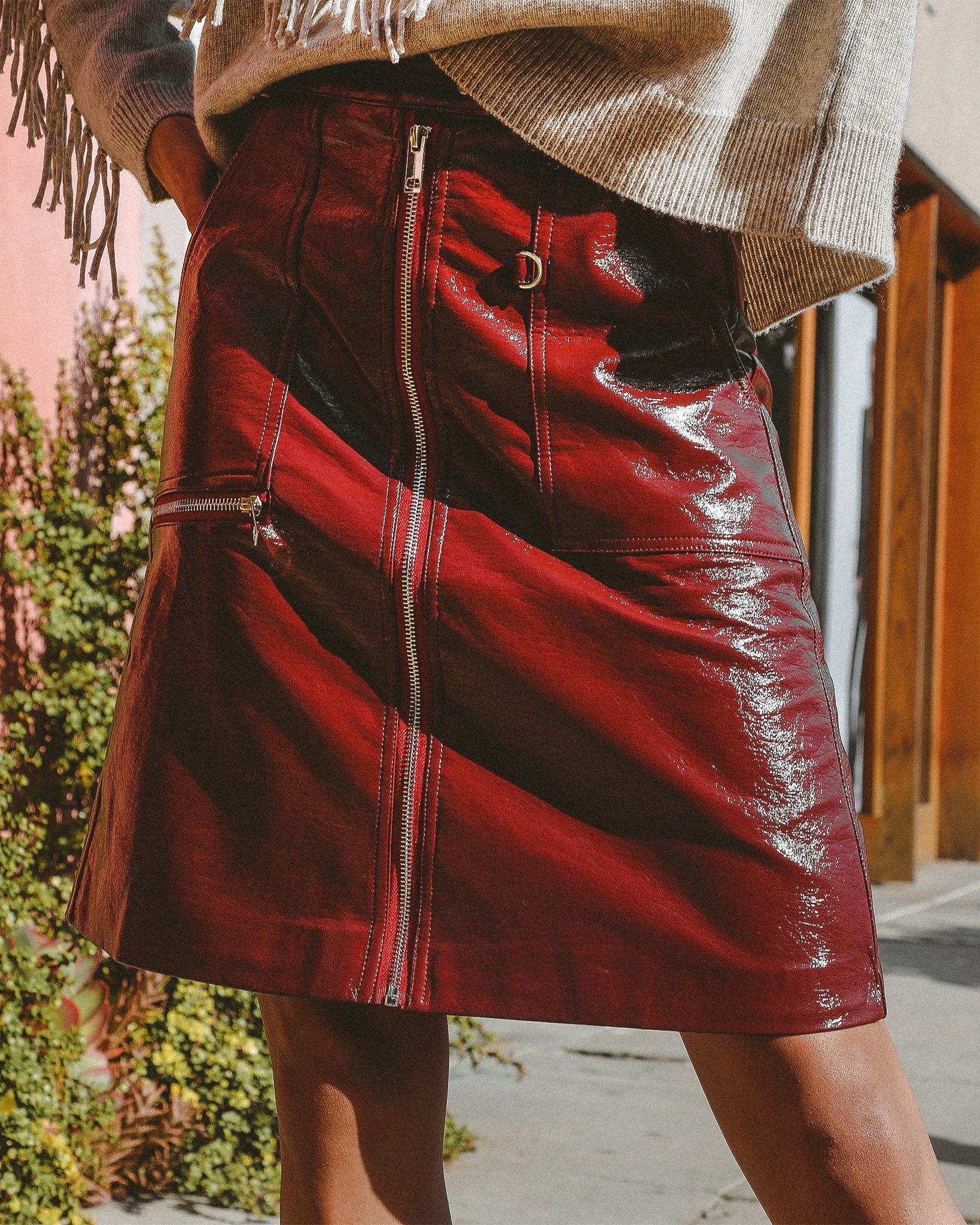 Leather Zip Up Pencil Skirt