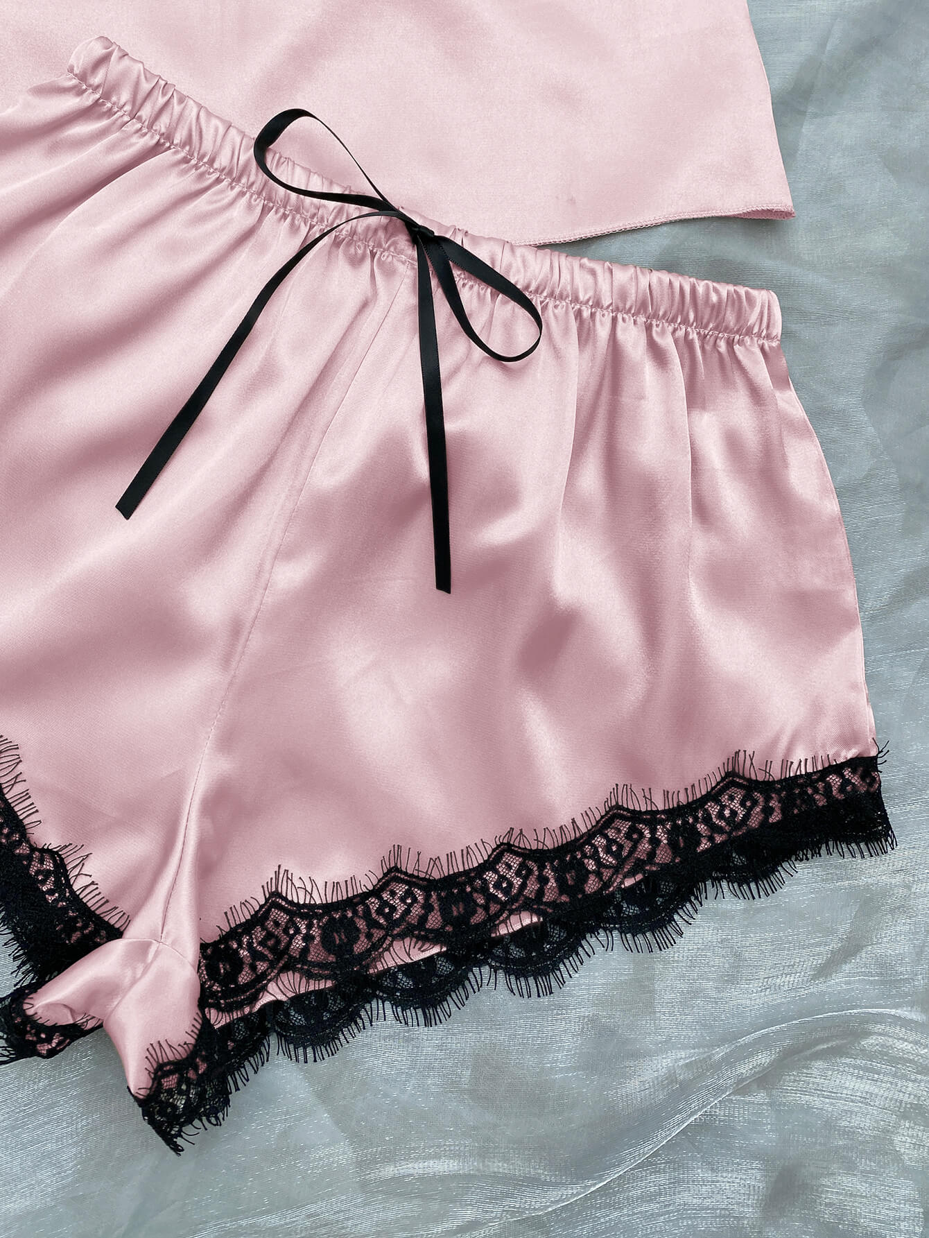 Lace Trim Cami, Shorts Pajama Set