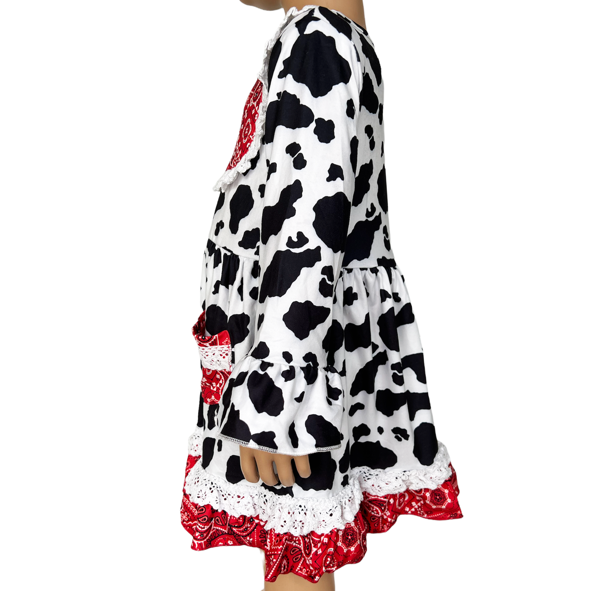 AL Limited Girls Cow print Lace Bandana Dress