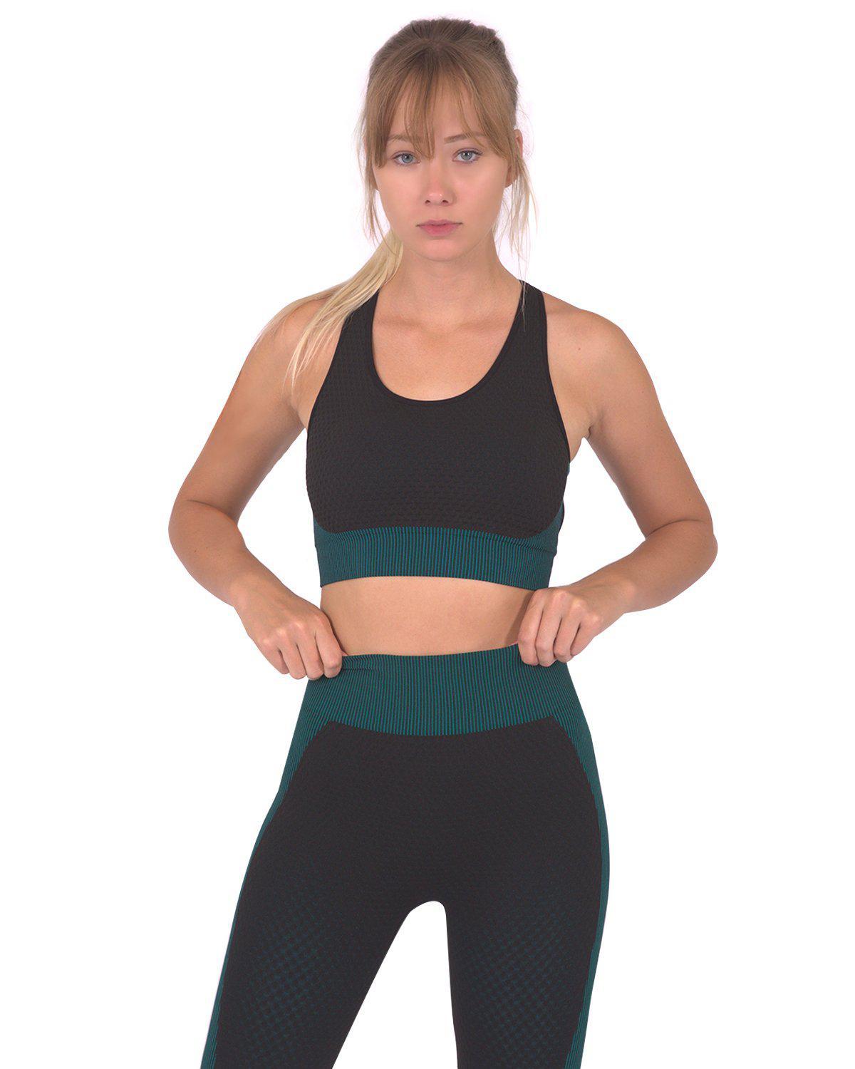 Black with Blue Sports Bra-YOURUNDERWEAR.STORE