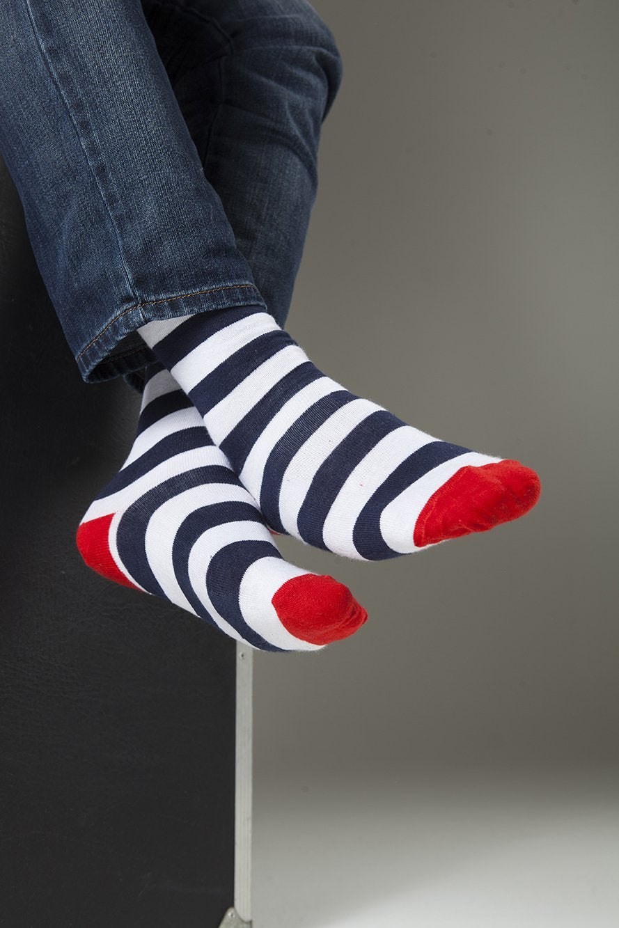 Navy-White Stripes Socks