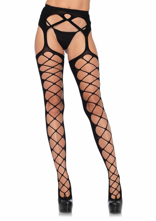 Diamond Net Opaque Stockings