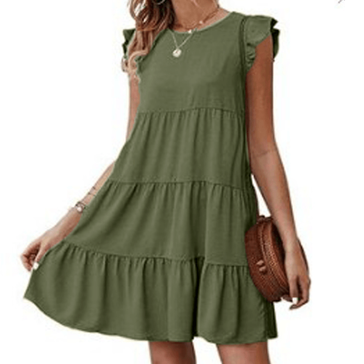 Flowy Cap Sleeve Dress - yourunderwear