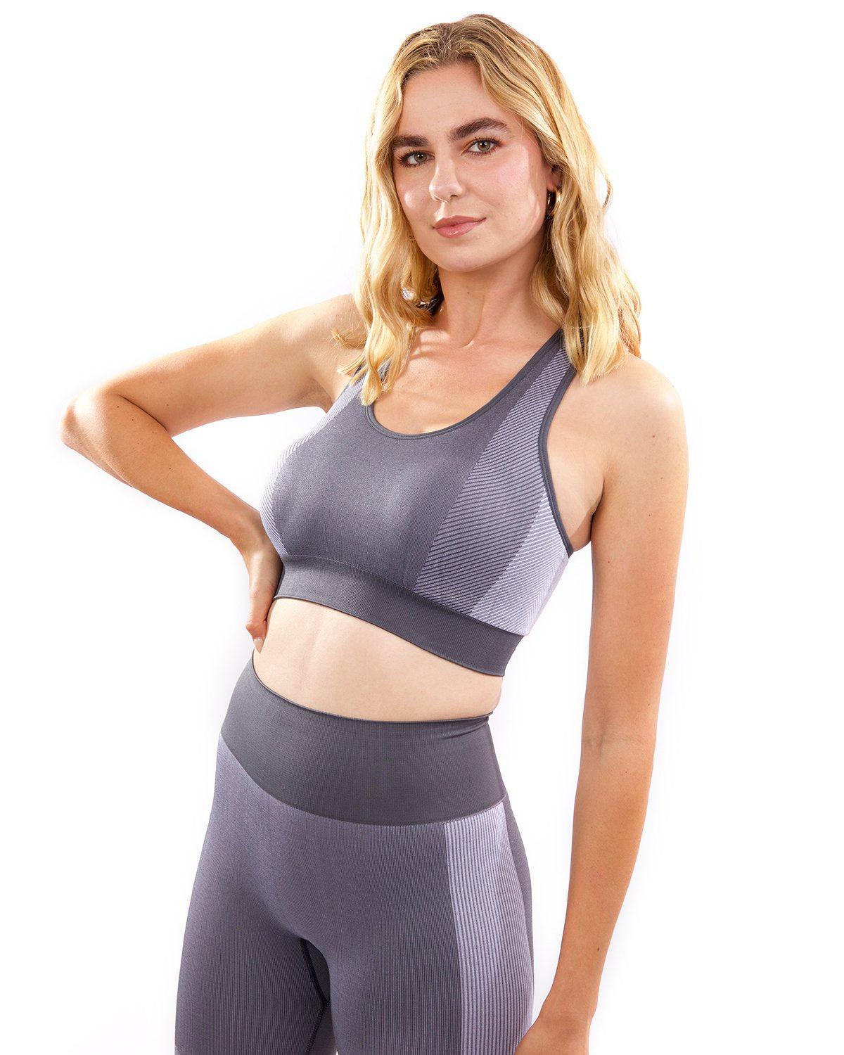 Grey Seamless Sports Bra-YOURUNDERWEAR.STORE