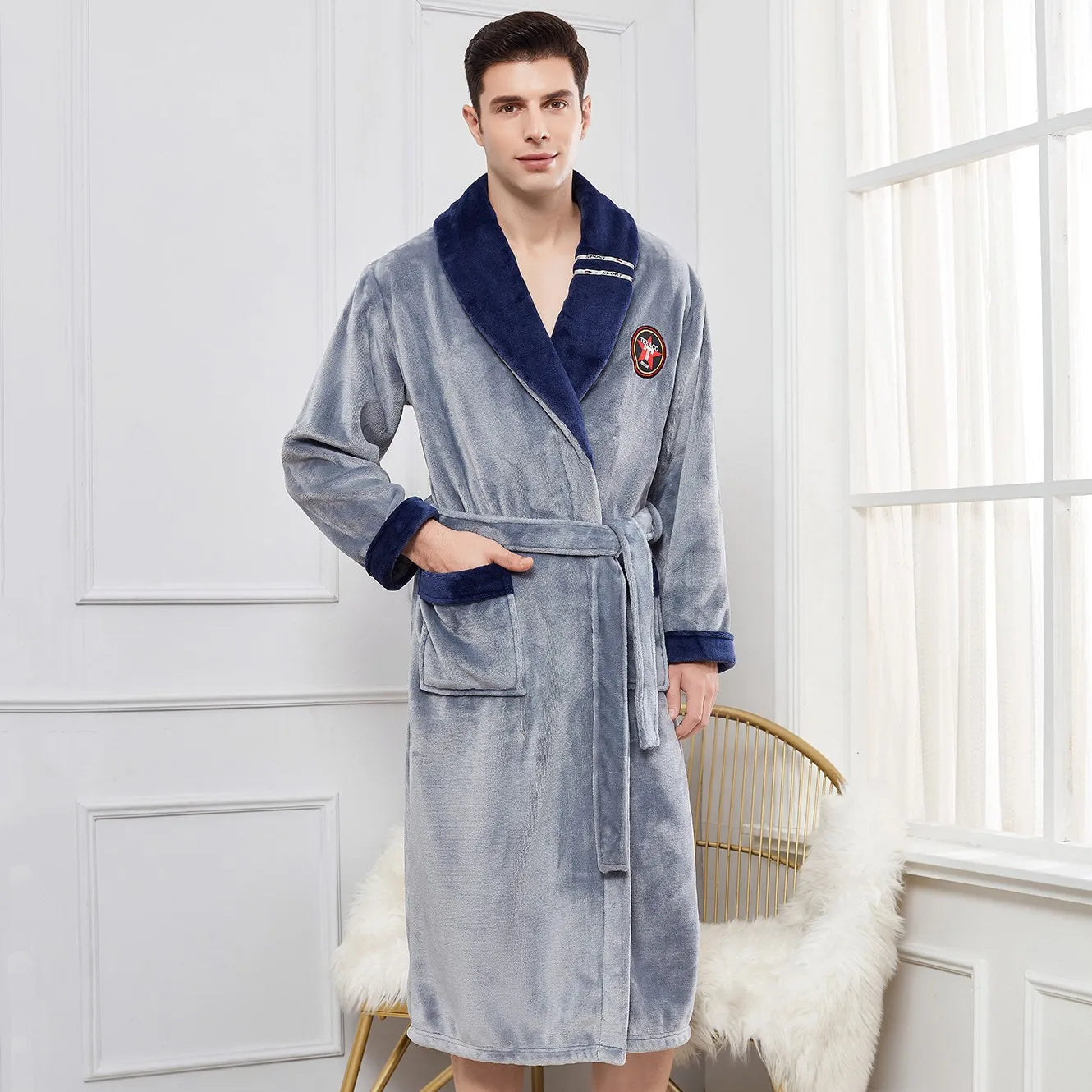 Warm Plus Size Flannel Bathrobe
