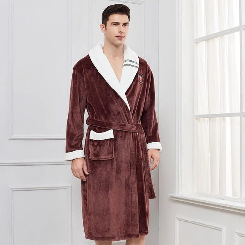 Warm Plus Size Flannel Bathrobe