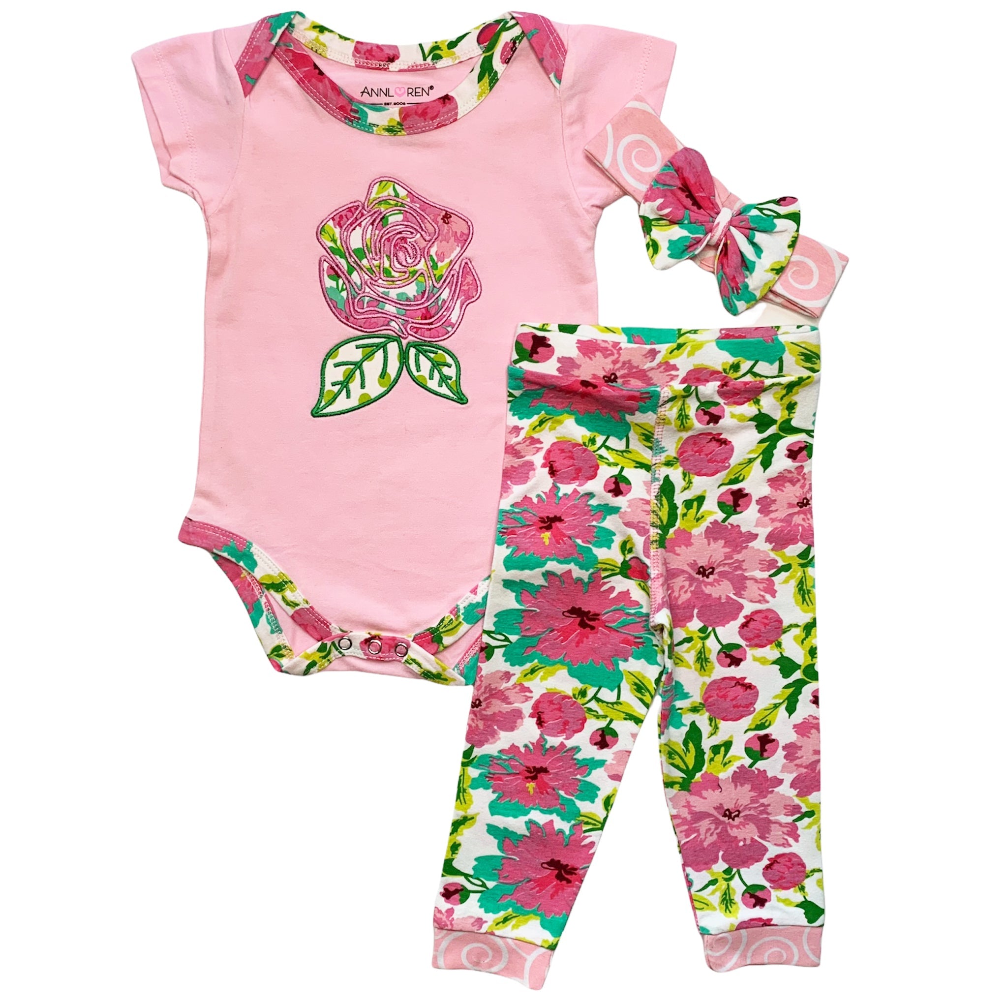 Pink Floral Layette Gift Set