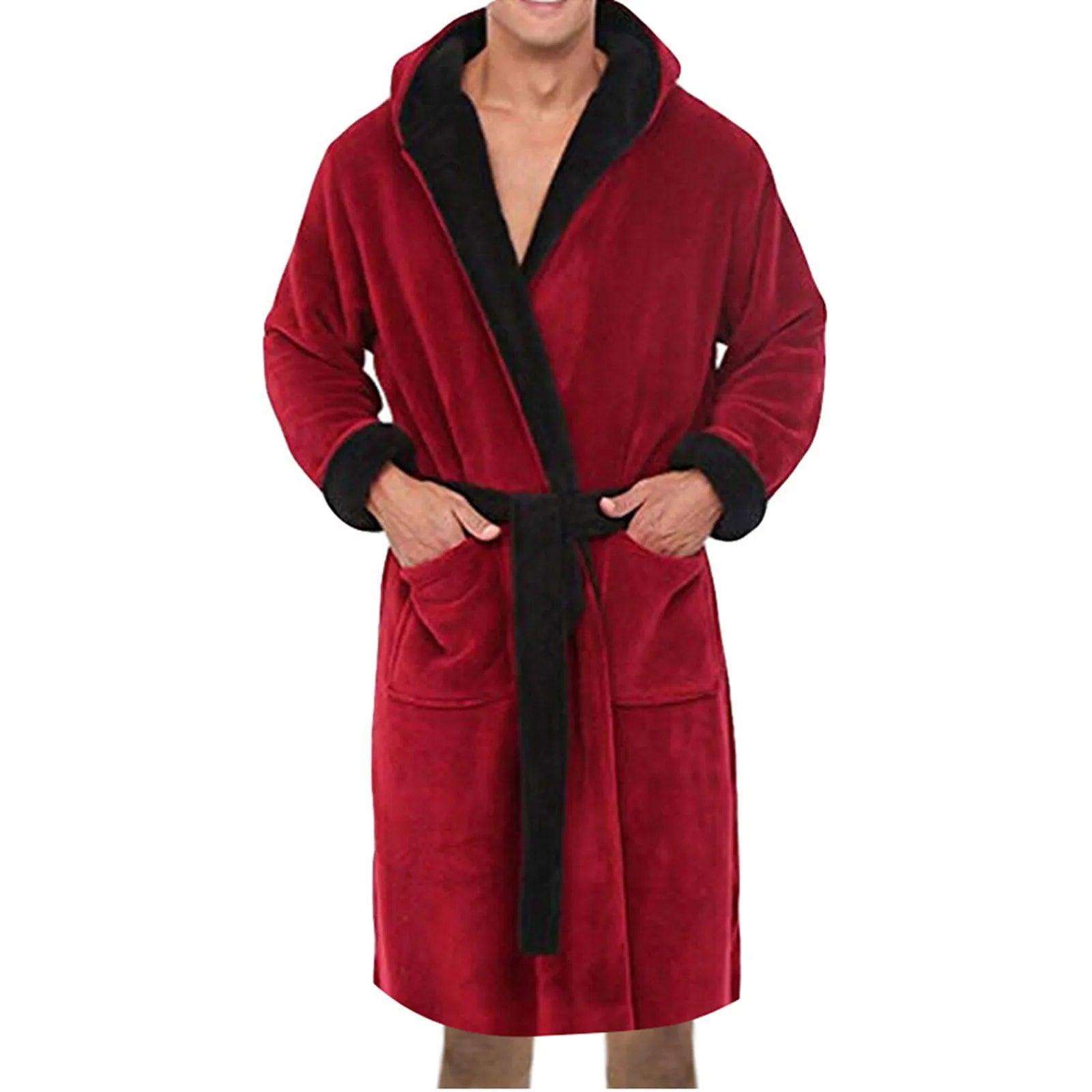 Men Thermal Long Bathrobe