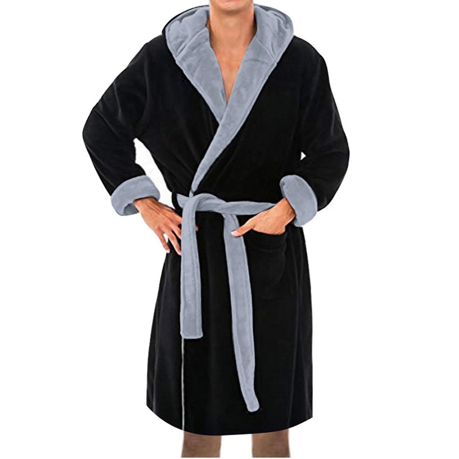 Men Thermal Long Bathrobe