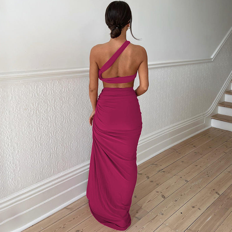 Backless Strapless Top with High-Slit Skirt Set
