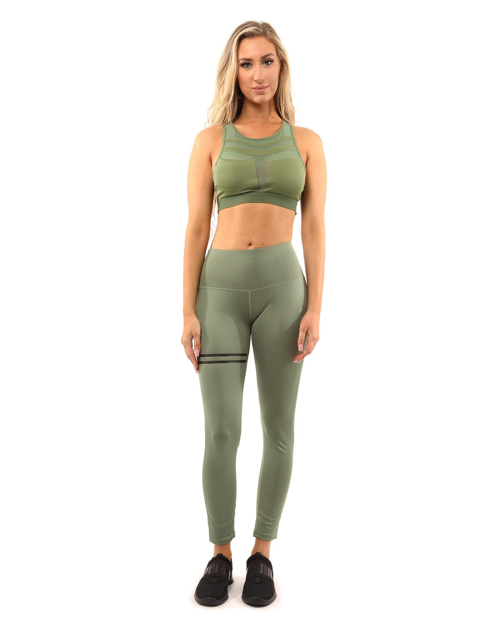 Olive Green Leggings & Sports Bra-YOURUNDERWEAR.STORE