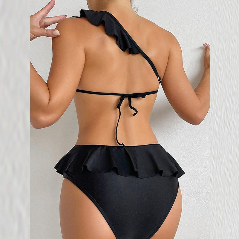 One Shoulder Hollow Swimsuit