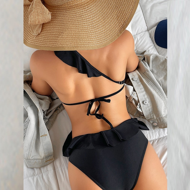 One Shoulder Hollow Swimsuit