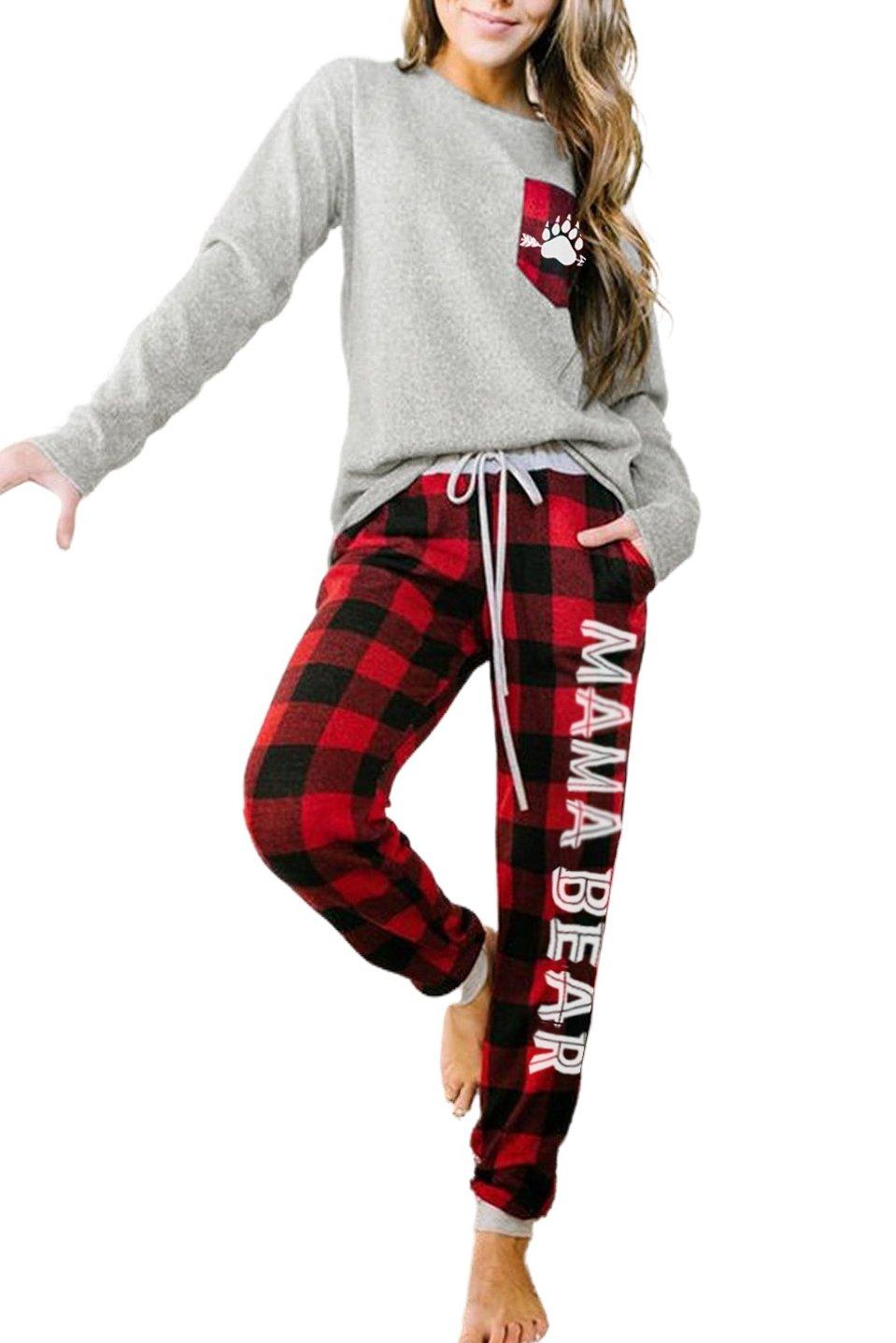 Print Pocket Plaid Pajama Set - yourunderwear