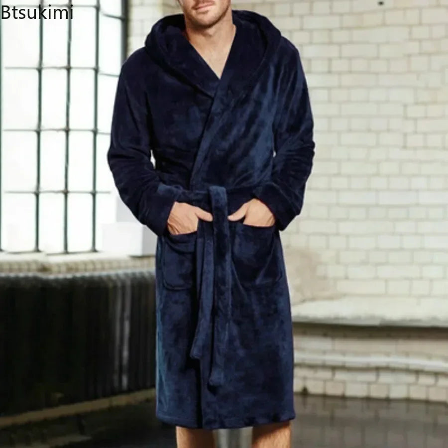 Men's Warm Flannel Bathrobe