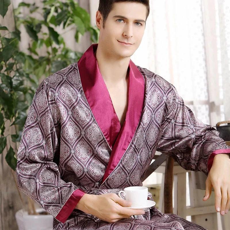 Satin Print Gold Bathrobe