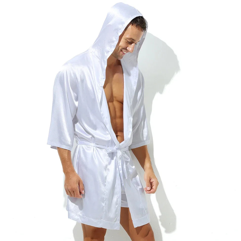 Hooded Night Robe Shorts Set