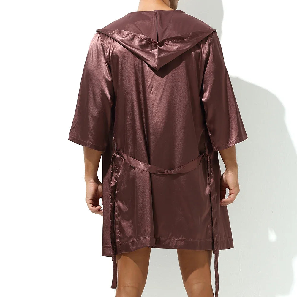 Hooded Night Robe Shorts Set