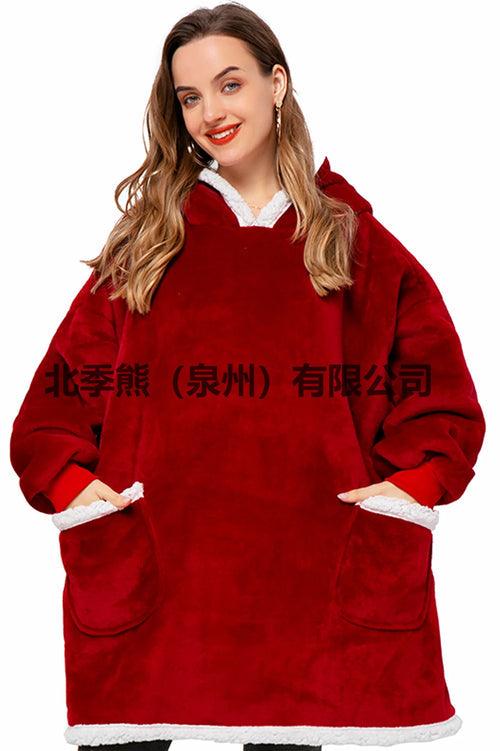 Super Long Flannel Blanket with Sleeves Winter Hoodies Nightgown Women