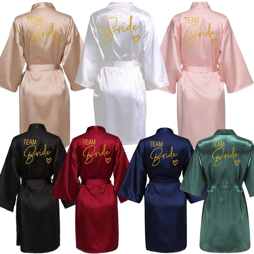 Team Bride Satin Bathrobe - yourunderwear