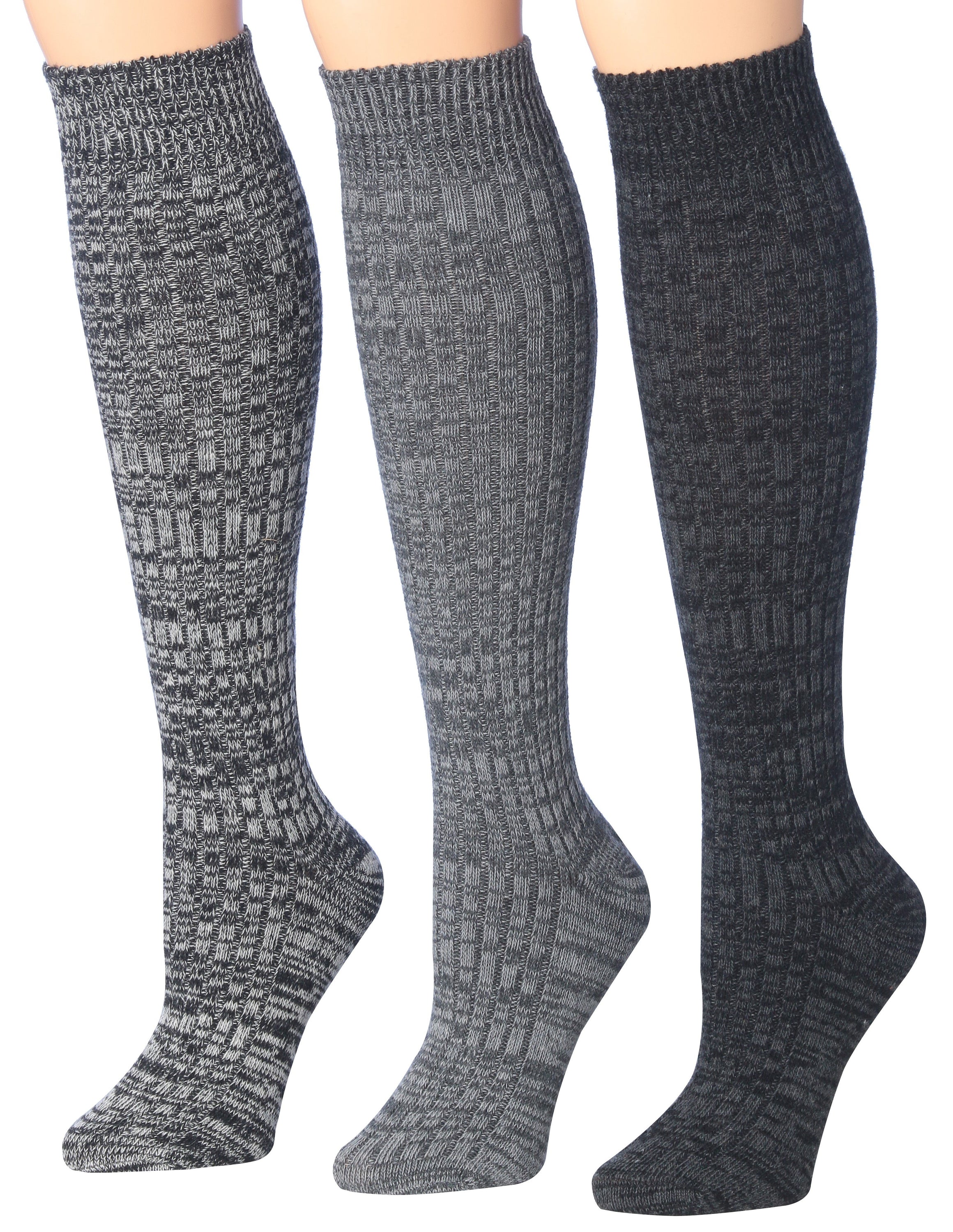 Marled Ribbed Knee-High Socks
