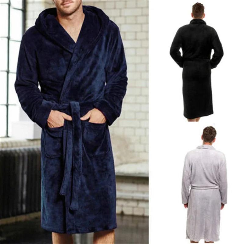 Warm Casual Flannel Bathrobe