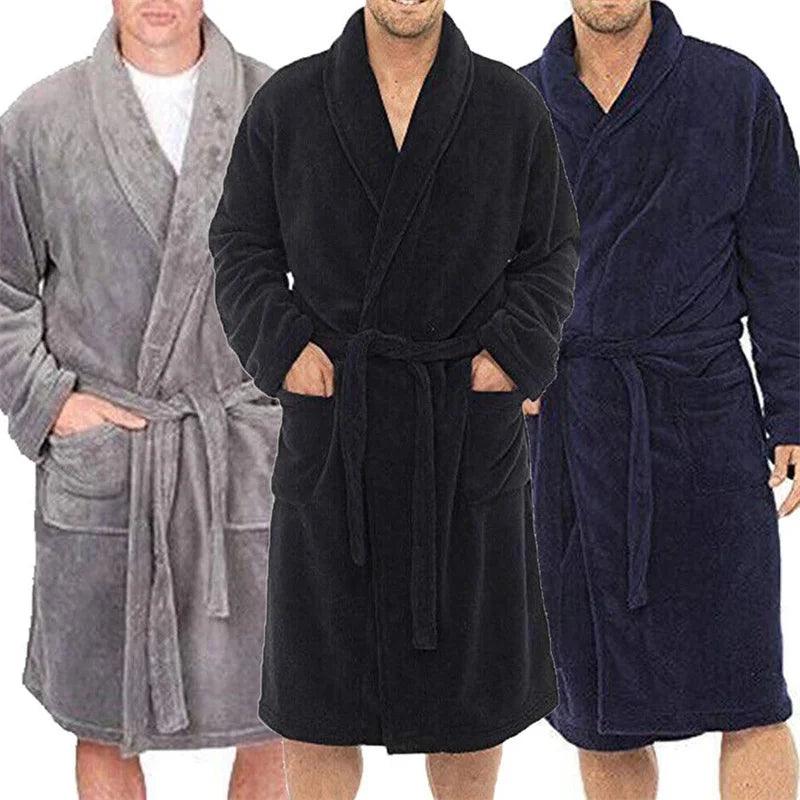 Warm Casual Flannel Bathrobe