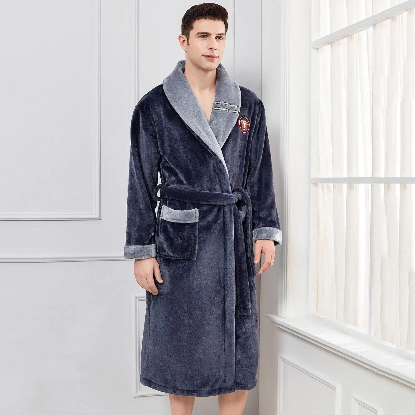 Warm Plus Size Flannel Bathrobe