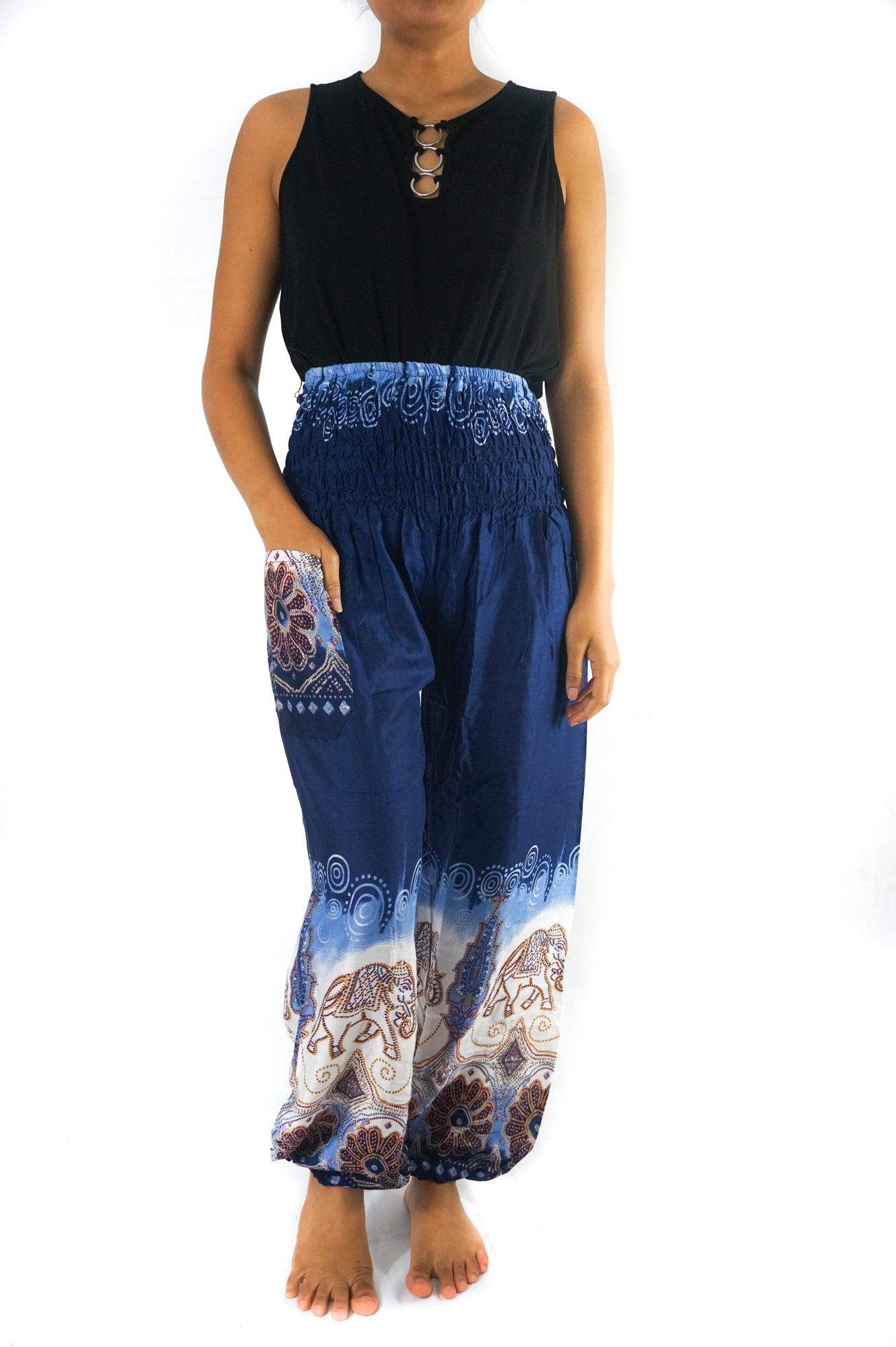 Blue ELEPHANT Women Boho Pants Hippie Pants Yoga Pants