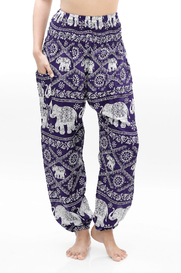 Purple ELEPHANT Pants Women Boho Pants Hippie Pants Yoga