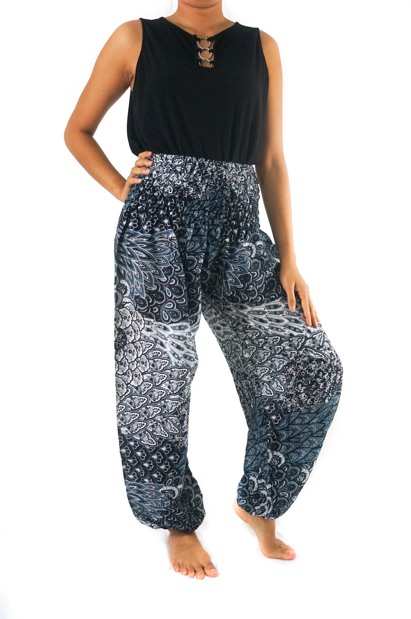 Black Peacock Pants Women Boho Pants Hippie Pants Yoga