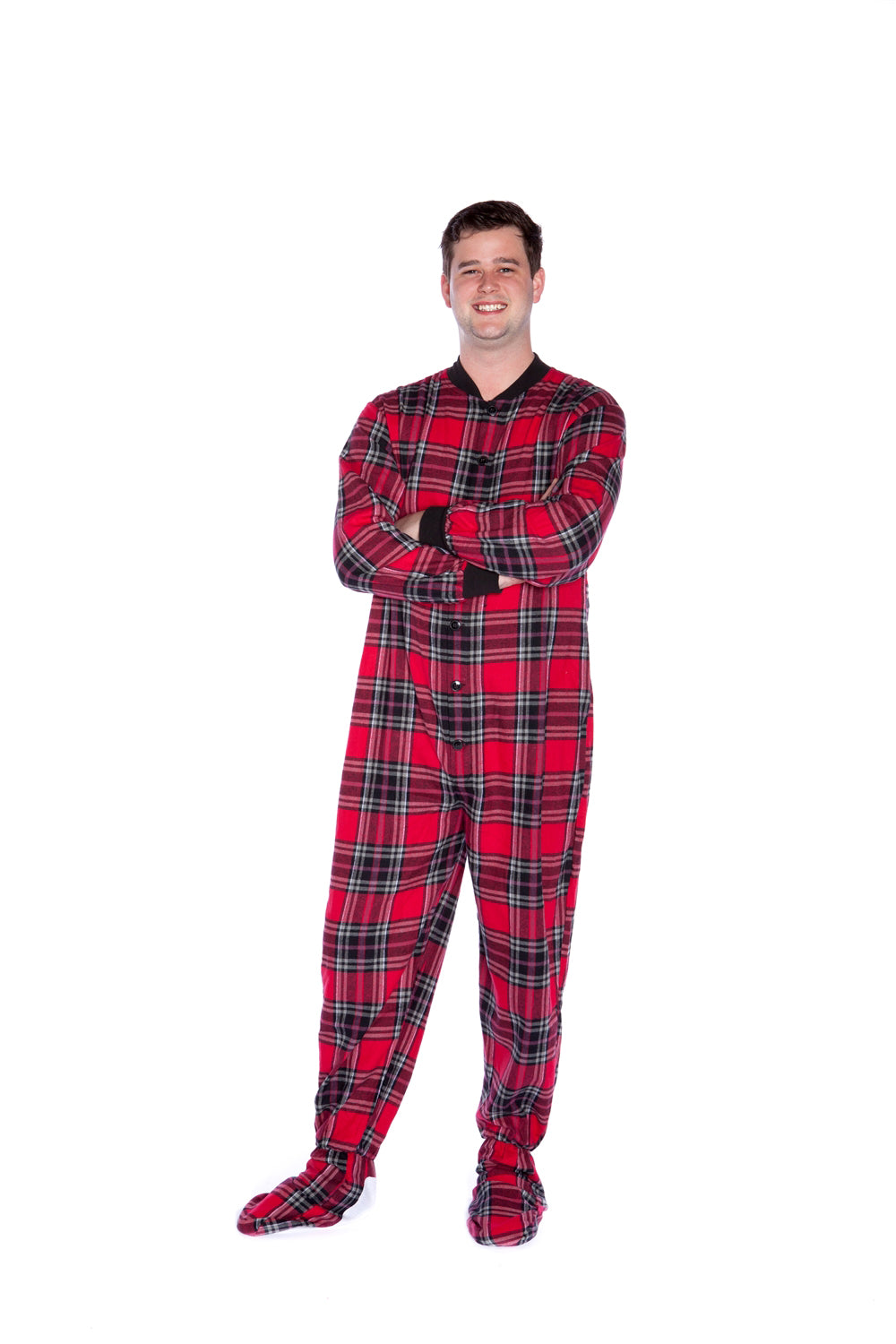 Red Black Plaid Adult Onesie Pajamas