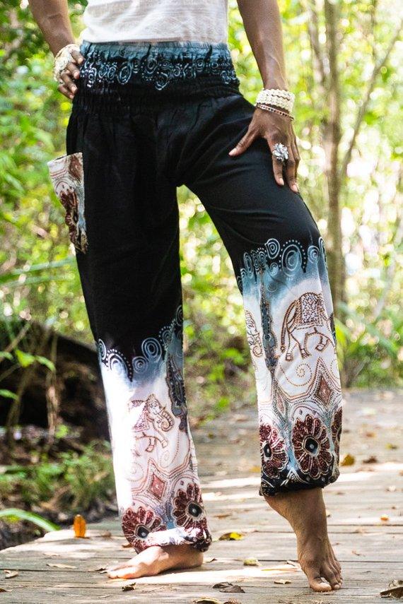 Black ELEPHANT Women Boho Pants Hippie Pants Yoga Pants