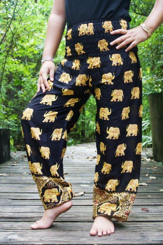 Black ELEPHANT Pants Women Boho Pants Hippie Pants Yoga