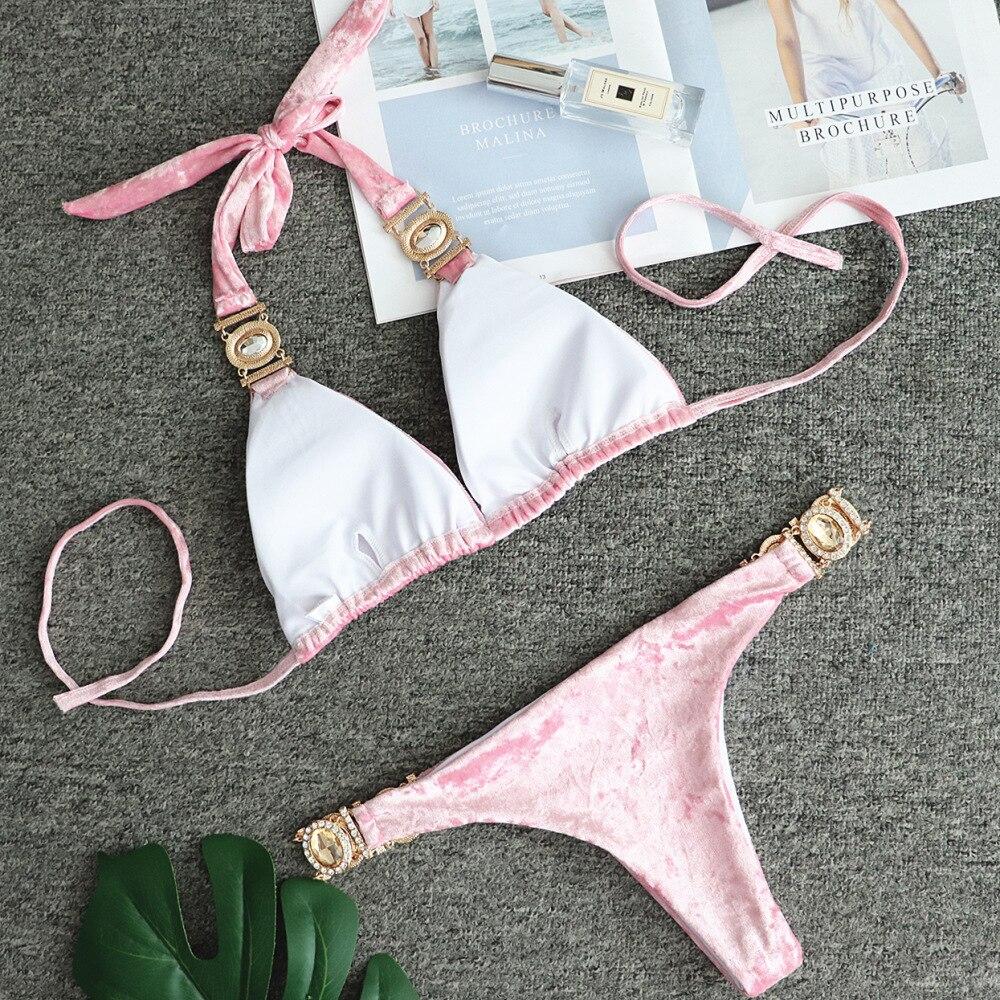 Summer Bandage Velvet Bikini Set
