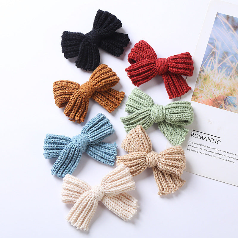 Baby Big Knitted Bow Handmade Hairpin