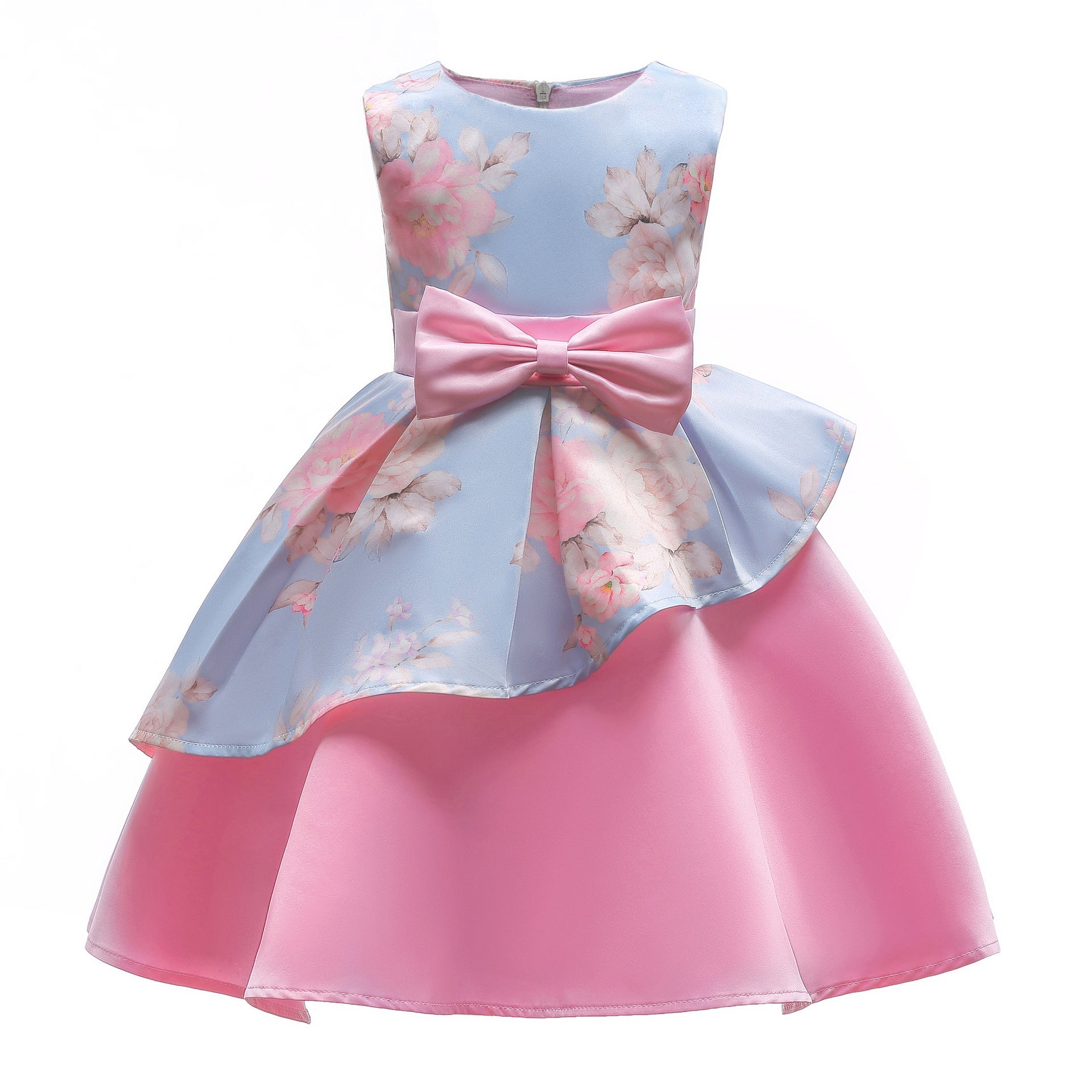 Baby Girl Floral Pattern Bow Tie Princess Tutu Dress