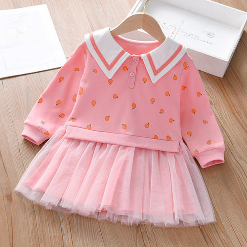 Baby Girl College Style Mesh Patchwork Dress
