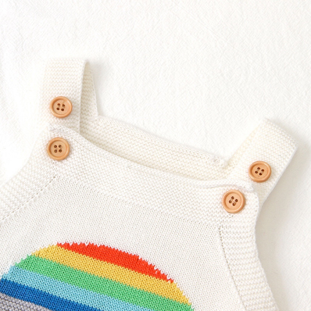 Baby Girl Striped & Rainbow Graphic Knitted Onesies