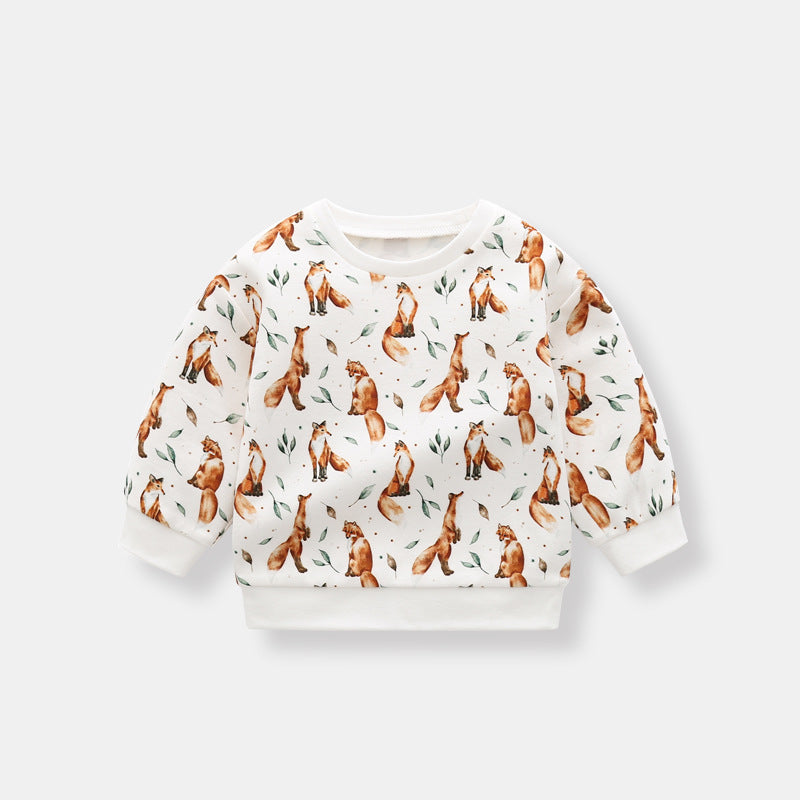 Baby 1pc Cotton Allover Fox Graphic Hoodie