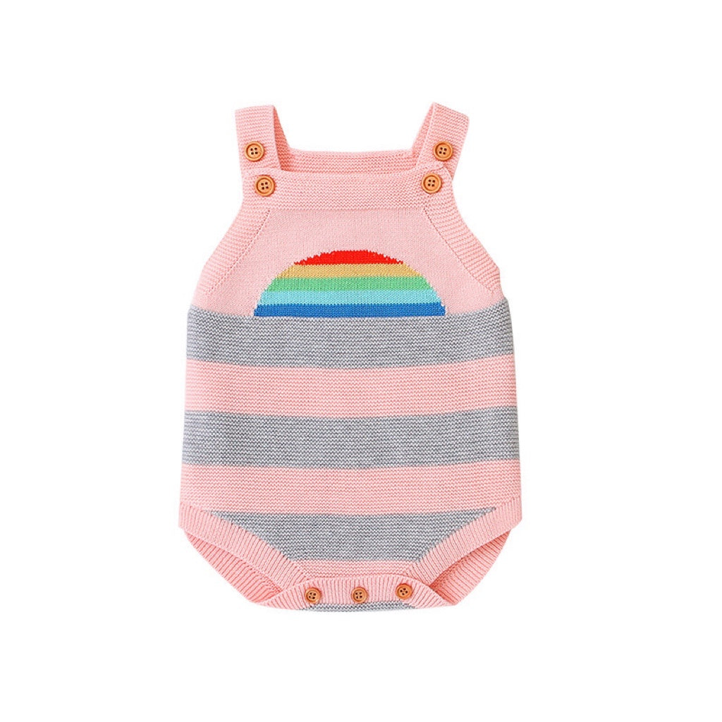 Baby Girl Striped & Rainbow Graphic Knitted Onesies