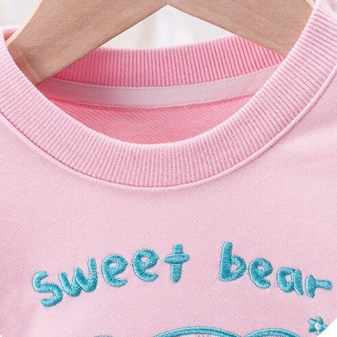 Baby Cartoon Bear Patched Kids Valentine’ Day Clothes