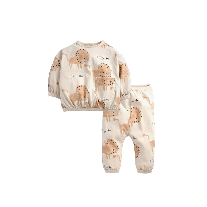 Baby Boy Lion Pattern Hoodies Comfy Sets