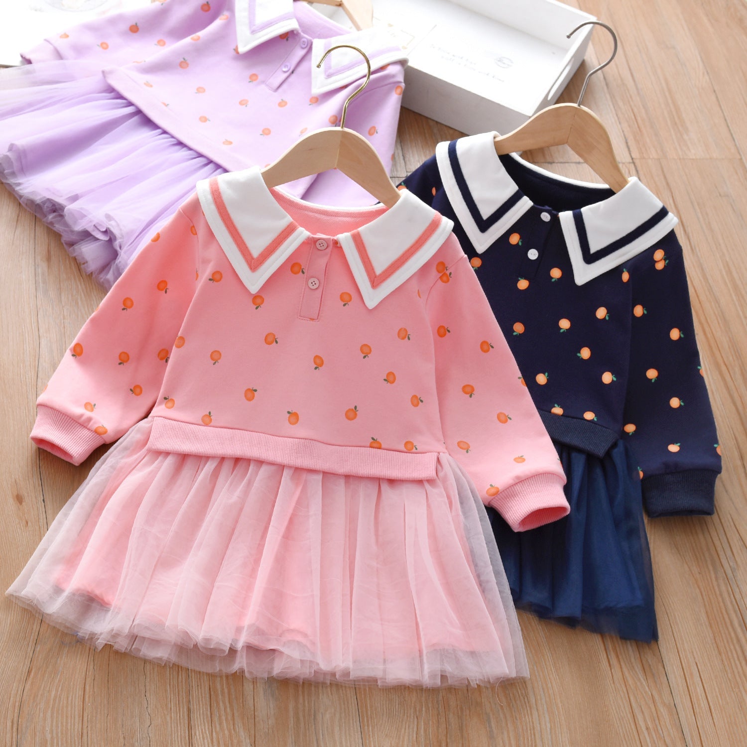 Baby Girl College Style Mesh Patchwork Dress