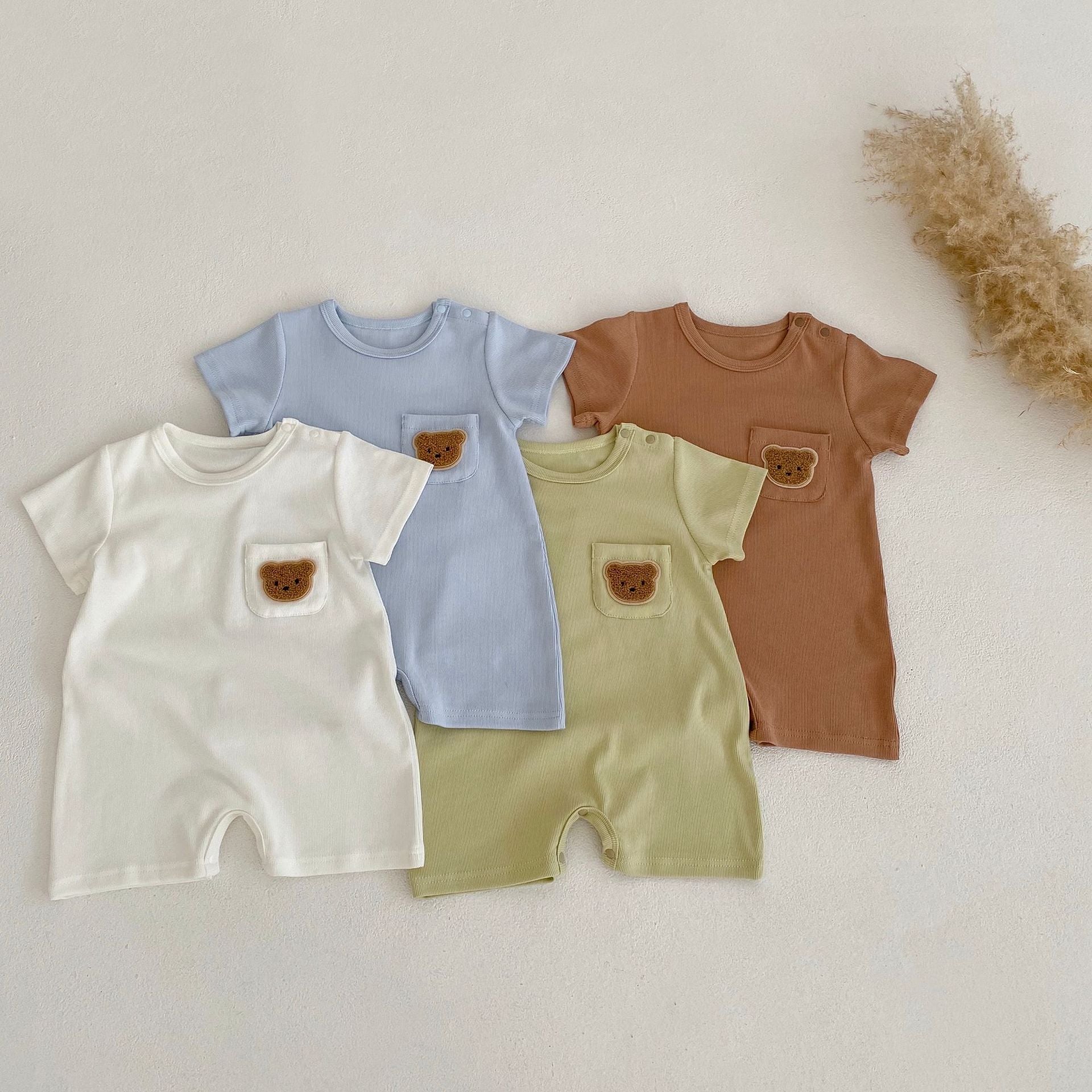 Baby Bear Patched Pattern Comfy Romper