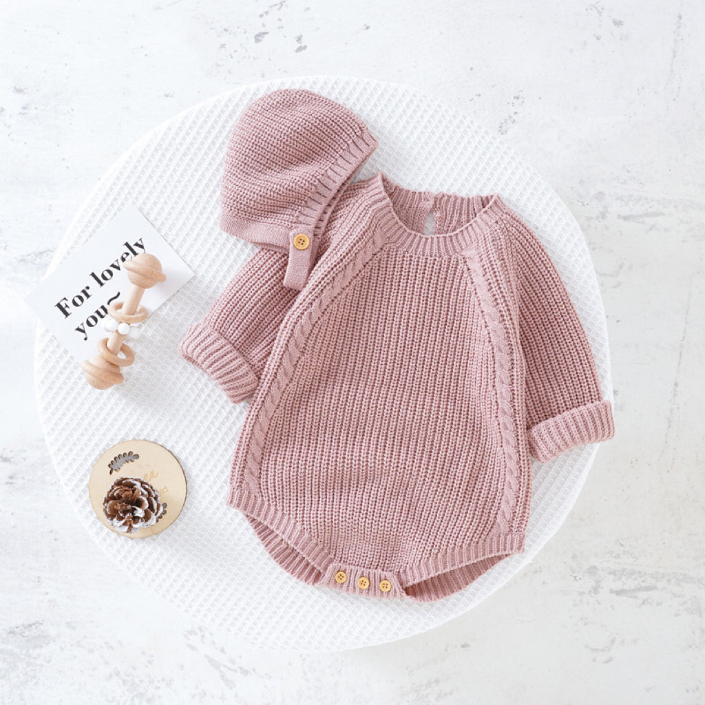 Baby Solid Color Knitted Woolen Onesies